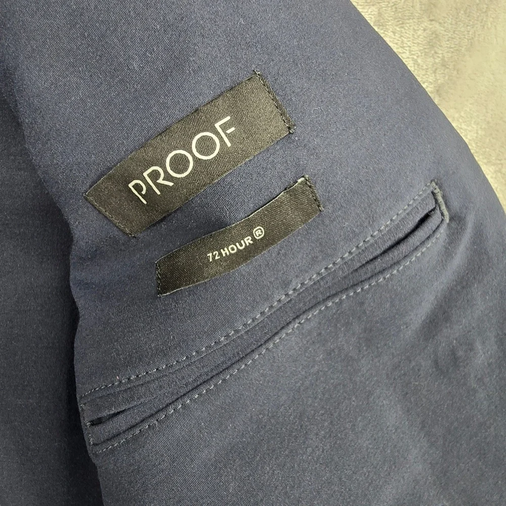 PROOF Mens XS Blue 72 Hour‎ Merino Wool Blend Blazer Jacket Modern Fit